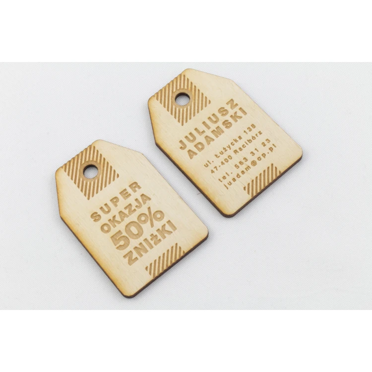 Etykiety drewniane, cenówki grawerowane laserem - wymiary: 40x60mm - EDR017
