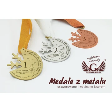 Medale metalowe w trzech kolorach (mosiądz, stal, miedź) - wymiary 81,5x77,5mm - MGR092