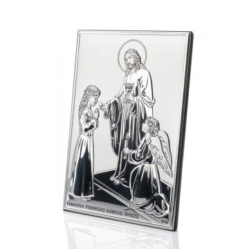 Obrazek srebrny Pamiątka Pierwszej Komunii Świętej dla dziewczynki wym. 10x14cm - DS31/2A