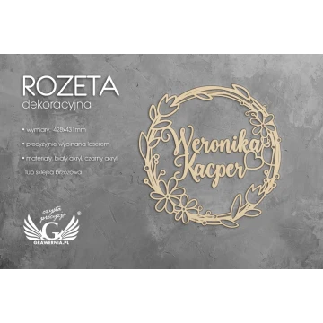 Rozeta dekoracyjna - imiona Państwa Młodych - ROZ003