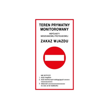 Teren prywatny zakaz wjazdu - tablica wym. 490x900mm - PVC - kolorowy druk UV - TAB221
