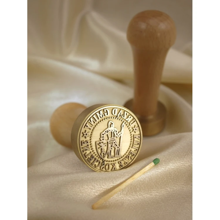 Stempel z mosiądzu 38mm głębokość graweru około 0,7mm