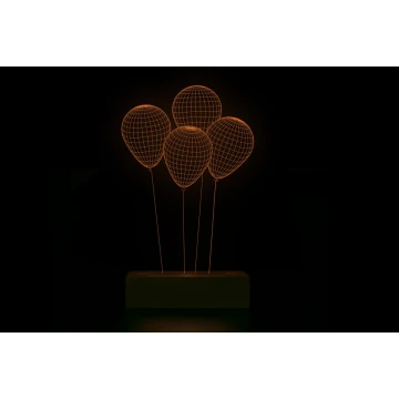 Baloniki - Lampa 3D LED RGB sterowana z pilota - L3D014