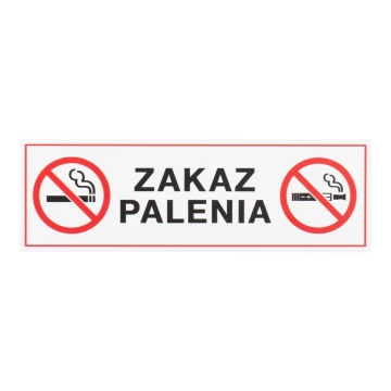 Biała tabliczka zakaz palenia - nadruk UV - wym. 200x65mm - Z021