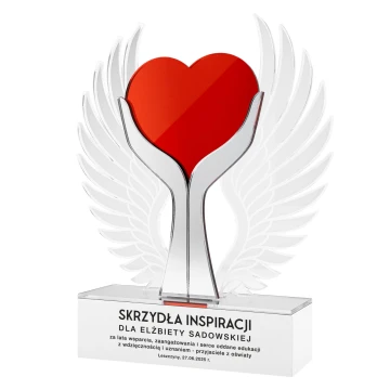 Statuetka Serce Inspiracji z personalizowanym grawerem – widok frontowy