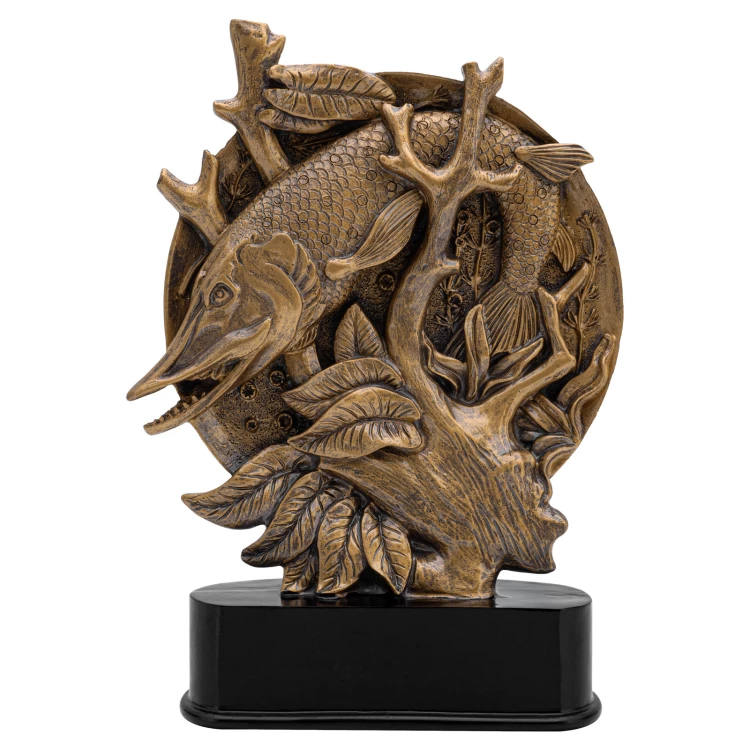 Statuetka Złota Ryba 2 - odlewana z Twoim grawerem - wys. 28 cm - FOL076