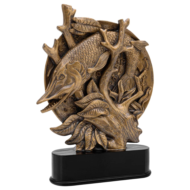 Statuetka Złota Ryba 2 - odlewana z Twoim grawerem - wys. 28 cm - FOL076