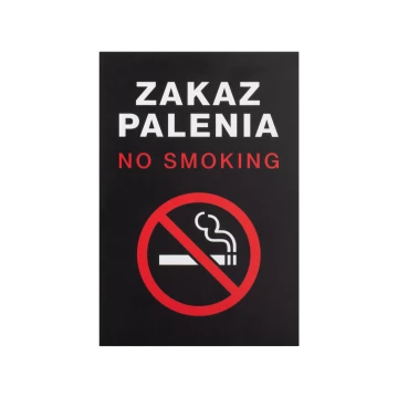 Czarna tabliczka zakaz palenia - nadruk UV - wym. 150x220mm - Z016
