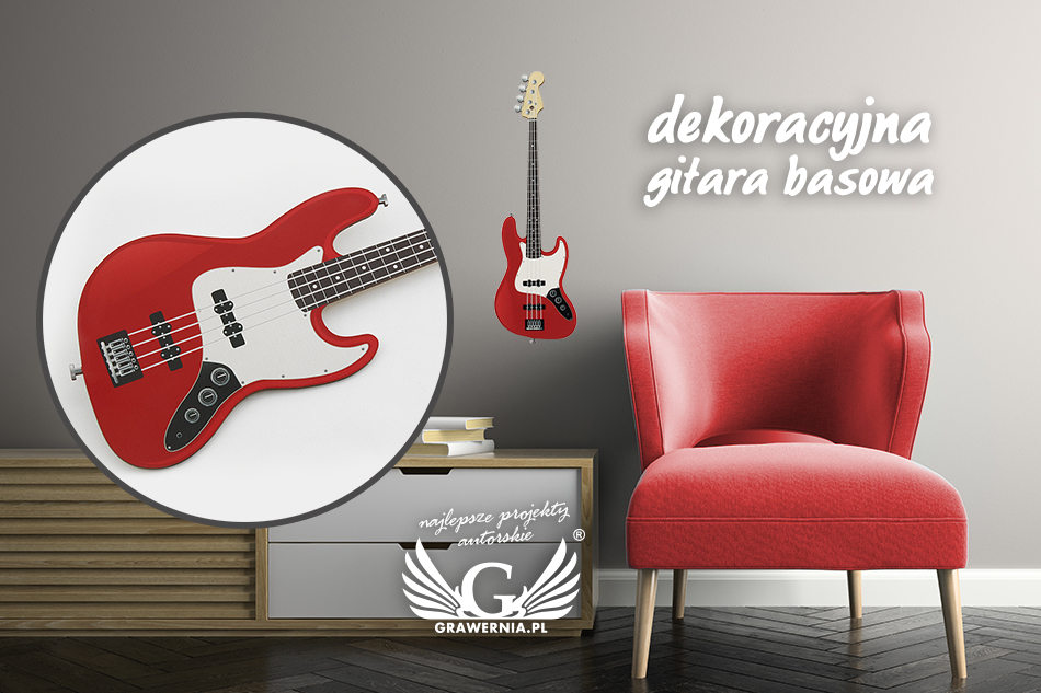 Dekoracyjna gitara basowa - kolorowy druk UV - DEK005