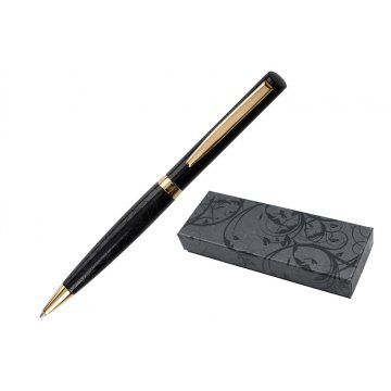 Długopis z pieczątką HERI Color Exclusive 6720 - czarno-złoty w etui - HER016