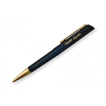 Długopis z pieczątką HERI DIAGONAL czarno-złoty mat w etui (model 3020)  