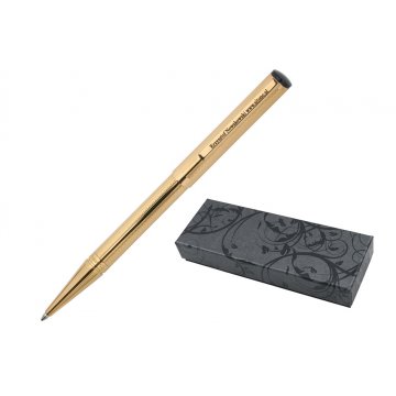 Długopis z pieczątką HERI DIAGONAL 3003 - złoty w etui - HER014