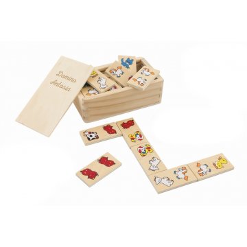 Domino Zwierzaki w drewnianym pudełku z Twoim grawerem - GR002