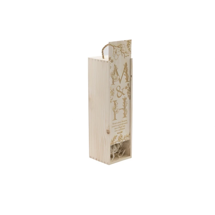 Drewniana skrzynka na wino - prezent dla Pary Młodej - SK056