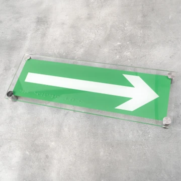 Droga ewakuacyjna - tabliczka BHP z plexi z pismem Braille'a - wym. 350x120mm - TAB522