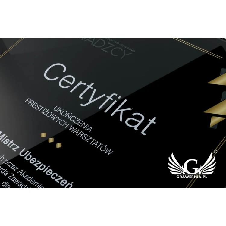 Dyplom biznesowy exclusive black glass - wymiary: 400x300mm - DUV034