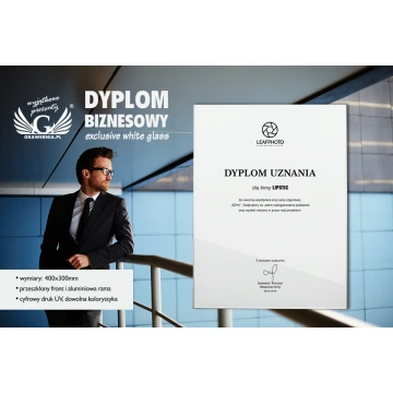 Dyplom biznesowy exclusive white glass - wymiary: 400x300mm - DUV033
