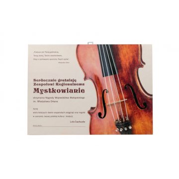 Dyplom drewniany dla skrzypka, zespołu muzycznego - 420x300mm - kolorowy druk UV - NAT020