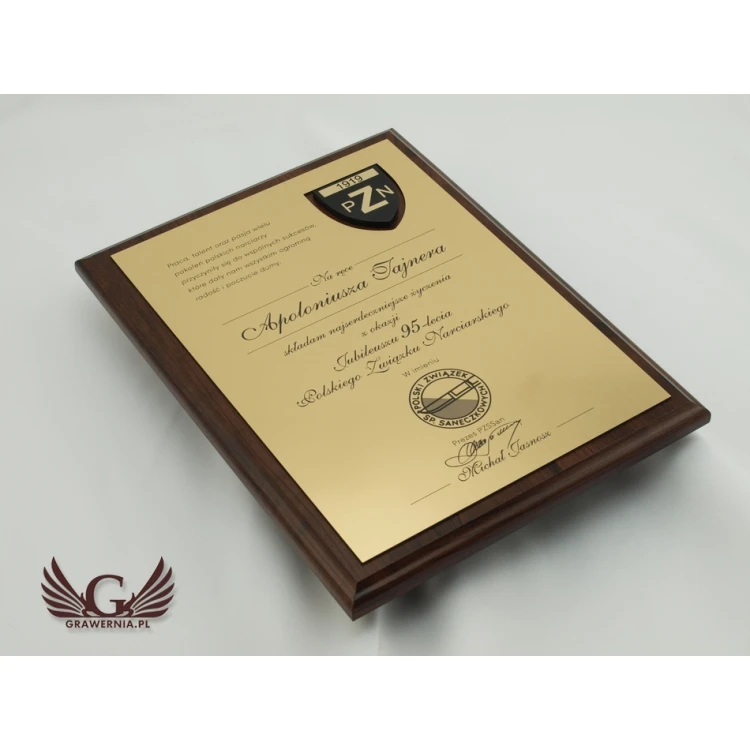 DYPLOM JUBILEUSZOWY GRAWEROWANY LASEREM- pionowy - SL037