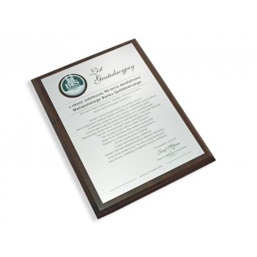 Dyplom na podkładzie drewnianym z wypukłym logo - SL041