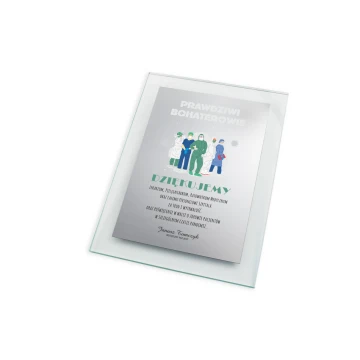 Dyplom szklany dla lekarza - pionowy - kolorowy druk UV - DUV050