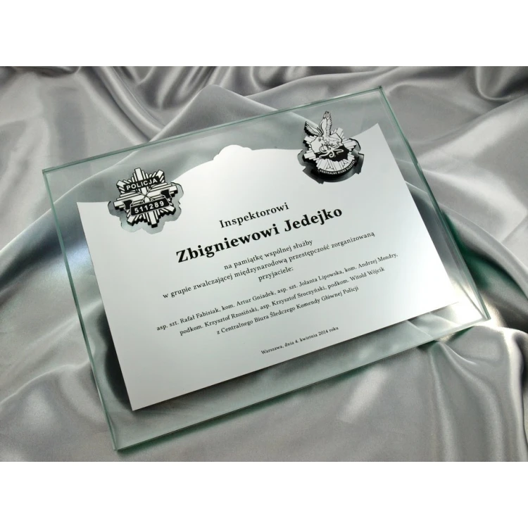 DYPLOM SZKLANY z dwoma wypukłymi logotypami - DSZ033