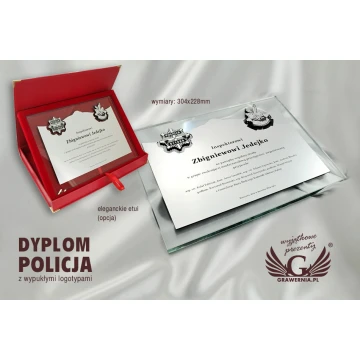 DYPLOM SZKLANY z dwoma wypukłymi logotypami - DSZ033