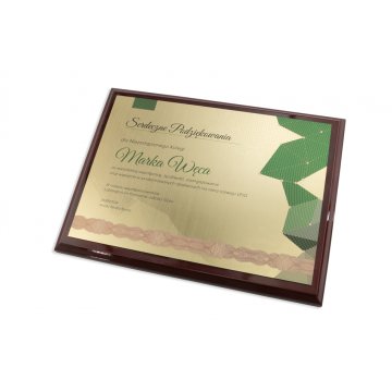 Dyplom uznania Exclusive z kolorowym drukiem UV - poziomy - DCE005