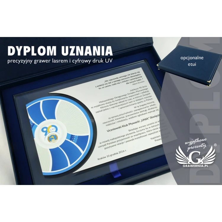Dyplom uznania - poziomy - kolorowy druk UV - DUV015 