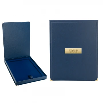 Etui niebieskie exclusive do dyplomu 305x230mm z tabliczką mosiężną - ET049