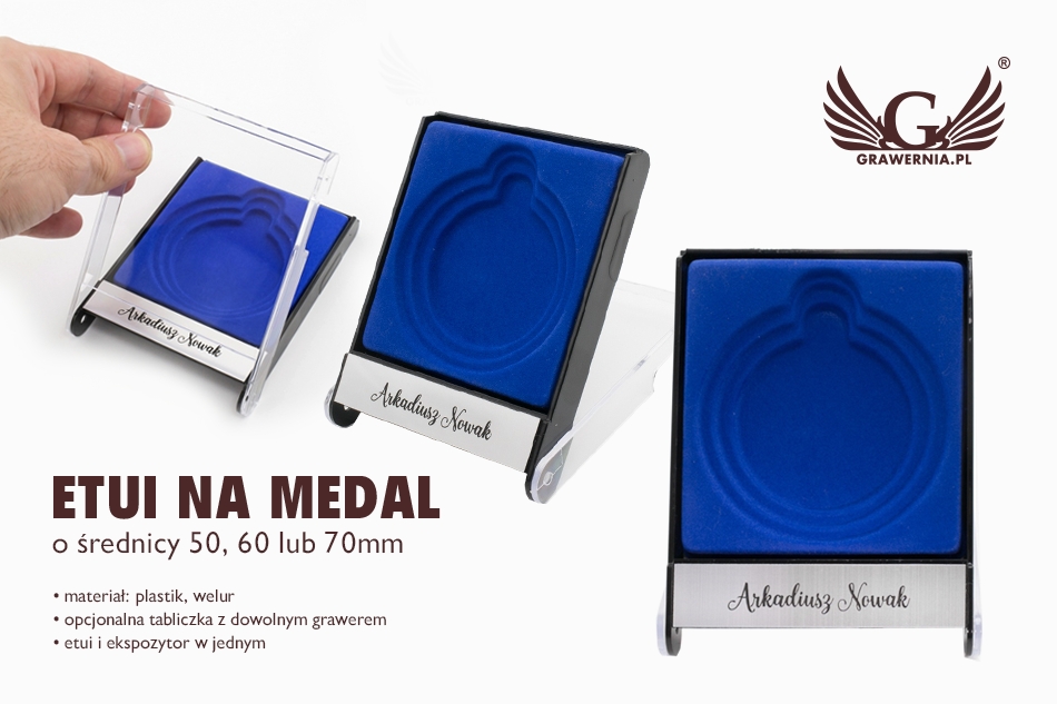Etui uniwersalne na medal o średnicy 50, 60 lub 70mm - niebieskie - ET026