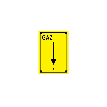 Gaz - tabliczka lokalizacyjna dla gazociągu - wym. 140x200mm - PVC - kolorowy druk UV - BHP111