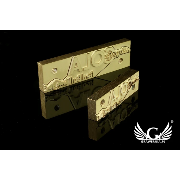 GORĄCY STEMPEL do wypalania logotypu na gorąco i zimno - wymiary matrycy: 60,8x17,3mm lub 90,9x25,5mm - LASER