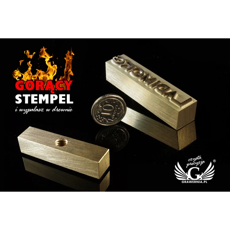 HOTSTAMP - Matryca / Pieczęć do wyciskania logotypu na gorąco i zimno - wymiary matrycy: 52x12mm