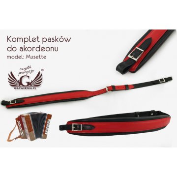 KOMPLET PASKÓW DO AKORDEONU czerwono-czarne - model Musette - wersja Komfort - PDA001