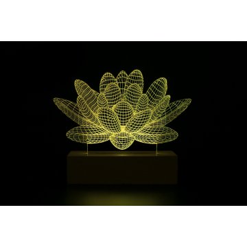 Kwiat Lotosu - Lampa 3D LED RGB sterowana z pilota - L3D007