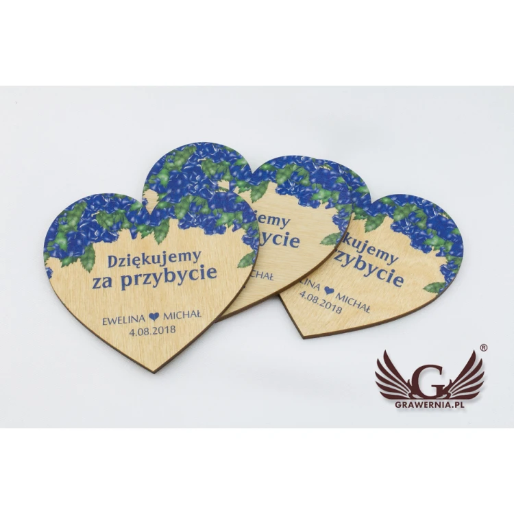 Magnesy drewniane - podziękowanie dla gości - kolorowy druk UV - MGN014