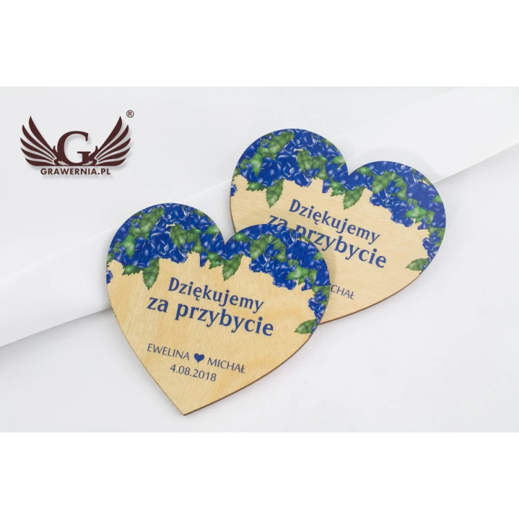 Magnesy drewniane - podziękowanie dla gości - kolorowy druk UV - MGN014