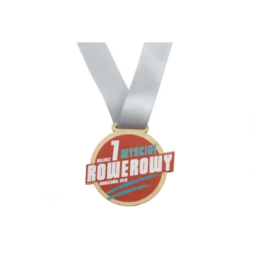 Medal drewniany druk UV - Bike Race - średnica: 70mm - MGR055