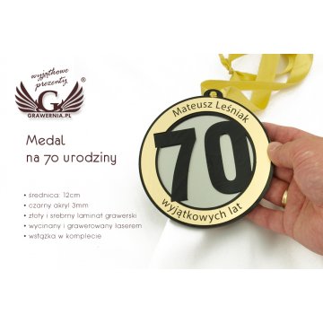  Medal na 70 urodziny - średnica 12 cm