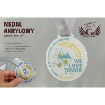 Medal z akrylu szronionego - druk UV - MAK002 - średnica 40 do 80mm