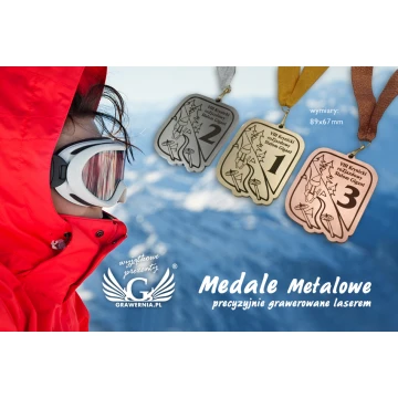 Medale metalowe w trzech kolorach (mosiądz, stal, miedź) - wymiary 89x67mm - MGR090