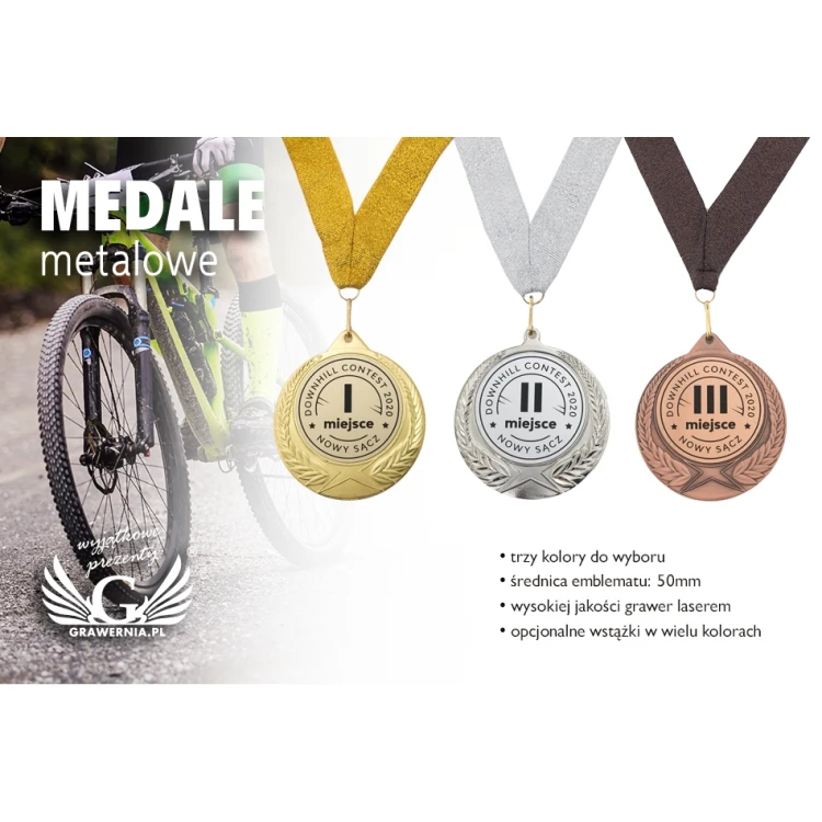 Medale metalowe z grawerowanym emblematem - średnica 70mm - MMC1170