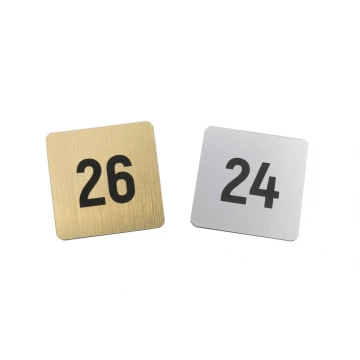 Mini numeracja na drzwi lub szafkę - laminat złoty lub srebrny - ND028 - wym. 40x40mm