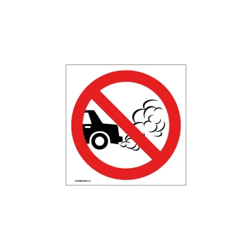 Zakaz postoju z uruchomionym silnikiem - wym. 150x150mm - PVC - kolorowy druk UV - BHP042
