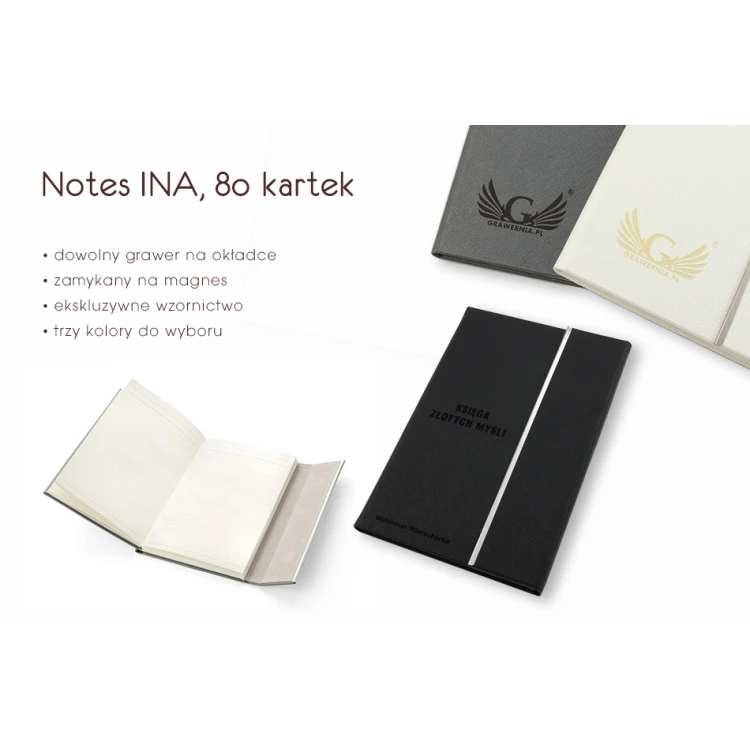 Notes INA A5, 80 kartek - z Twoim grawerem lub drukiem UV