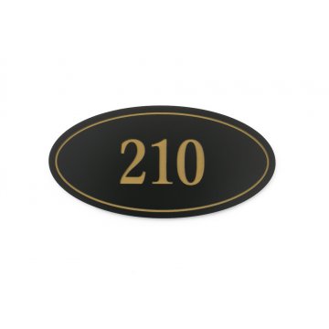 Numeracja drzwi - ELIPSA - czarny mat exterior ze złotym grawerem - ND021 - wym. 100x50mm