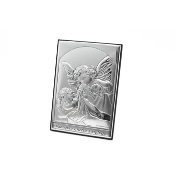 Obrazek srebrny Anioł Stróż Pamiątka Chrztu Świętego wym. 9x13cm - 6669S/2X