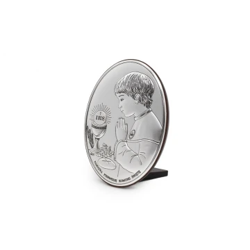 Obrazek srebrny Pamiątka Pierwszej Komunii Świętej dla chłopca wym. 7x10cm - DS05/1O