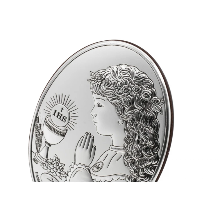 Obrazek srebrny Pamiątka Pierwszej Komunii Świętej dla dziewczynki wym. 7x10cm - DS05/1A